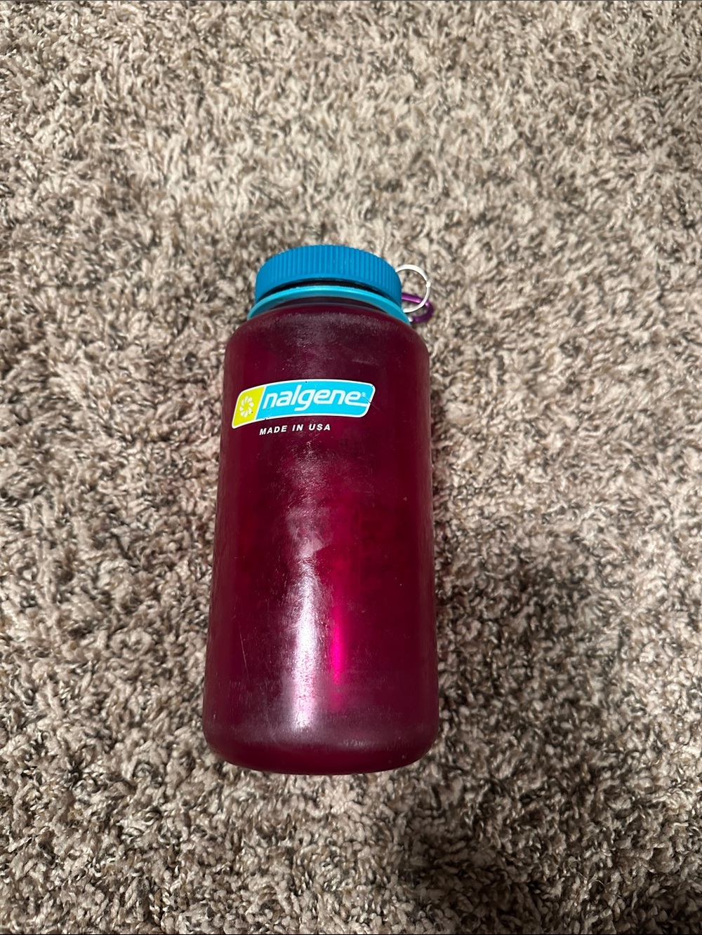 Nalgene Wide Mouth Water Bottle - Pink with Blue Cap
